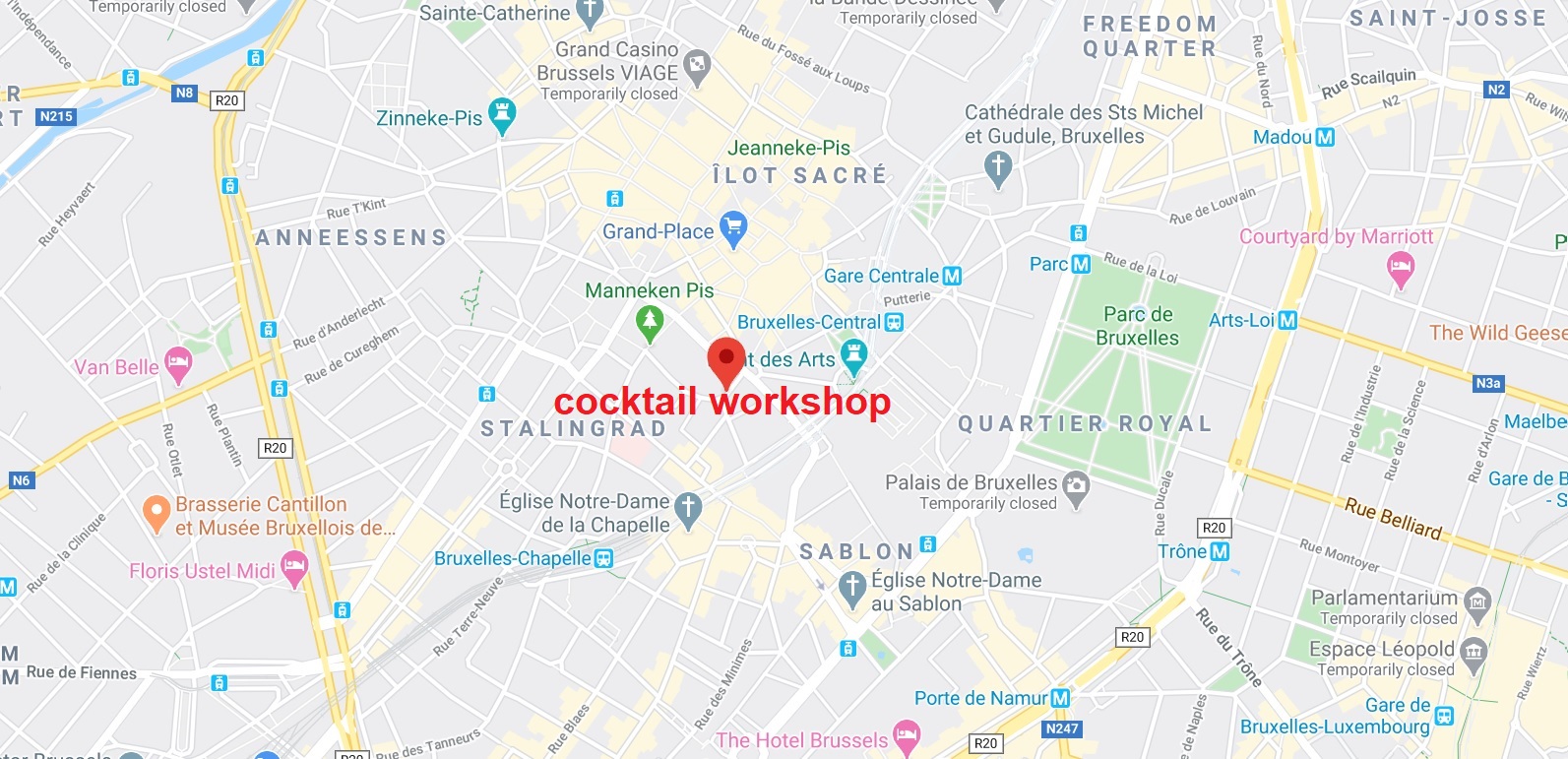 point de rdv pour l'atelier cocktail a Bruxelles