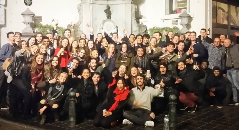 group of people at brussels pub crawl